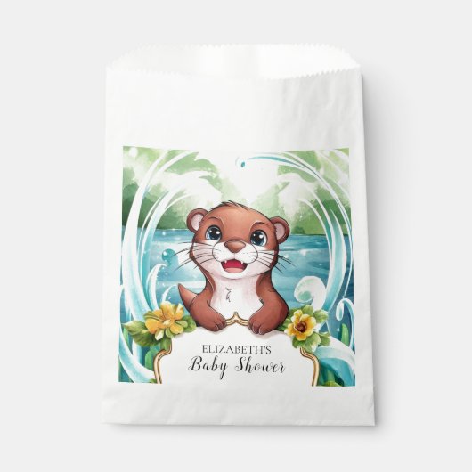 Pastel Magical Otter Baby Dusche Geschenktütchen (Vorderseite)