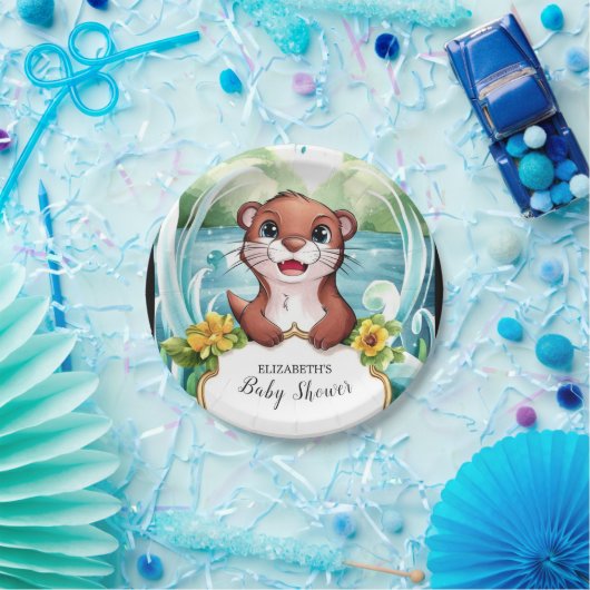 Pastel Magical Otter Baby Dusche Pappteller (Party)