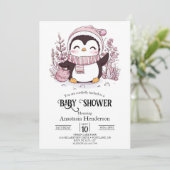 Pastel Magical Penguin Baby Dusche Einladung (Stehend Vorderseite)
