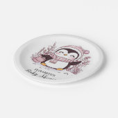 Pastel Magical Penguin Baby Dusche Pappteller (Schrägansicht)