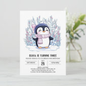 Pastel Magical Penguin Digital Geburtstag Einladung (Stehend Vorderseite)