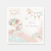 Pastel Magical Unicorn Rainbow Birthday Party Serviette (Vorderseite)