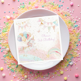Pastel Magical Unicorn Rainbow Birthday Party Serviette