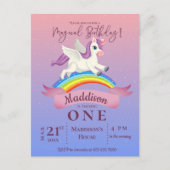 Pastel Magical Unicorn Themengeburt Einladung Postkarte (Vorderseite)
