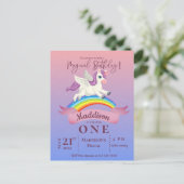 Pastel Magical Unicorn Themengeburt Einladung Postkarte (Stehend Vorderseite)
