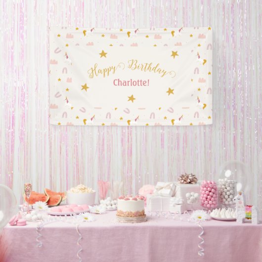 Pastel Magical Unicorns Rainbows Banner (Party)