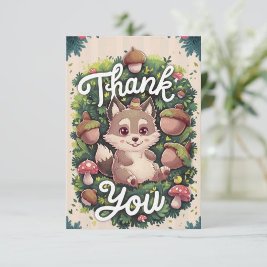 Pastel Magical Wolf Dankeskarte (Stehend Vorderseite)