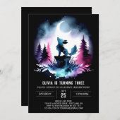 Pastel Magical Wolf Geburtstag Einladung (Vorne/Hinten)