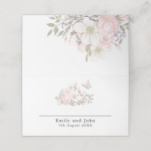 Pastel Magnolias Butterfly Namen Datum Hochzeit Platzkarte (Außenseite Aufgefaltet)