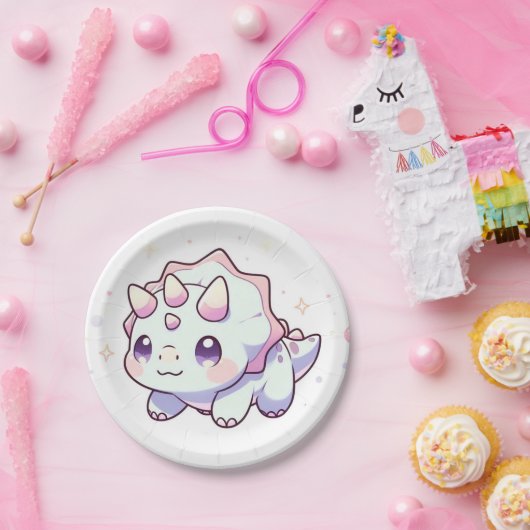 Pastel Majestic Dinosaur Babydusche Pappteller (Party)