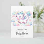 Pastel Majestic Dragon Baby Dusche Dankeskarte (Stehend Vorderseite)