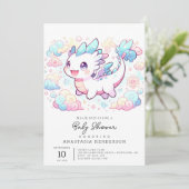 Pastel Majestic Dragon Baby Dusche Einladung (Stehend Vorderseite)