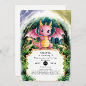 Pastel Majestic Dragon Birthday Einladung (Vorne/Hinten)