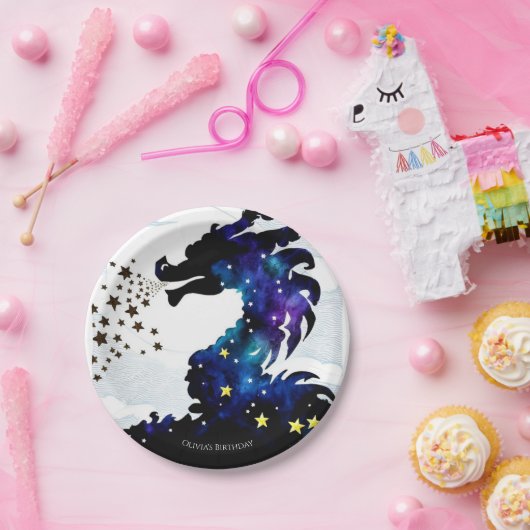 Pastel Majestic Dragon Birthday Pappteller (Party)