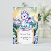 Pastel Majestic Niedlich Dragon Geburtstag Dankeskarte (Stehend Vorderseite)