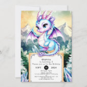 Pastel Majestic Niedlich Dragon Geburtstag Einladung (Vorderseite)