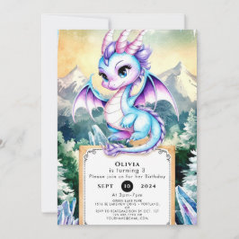 Pastel Majestic Niedlich Dragon Geburtstag Einladung