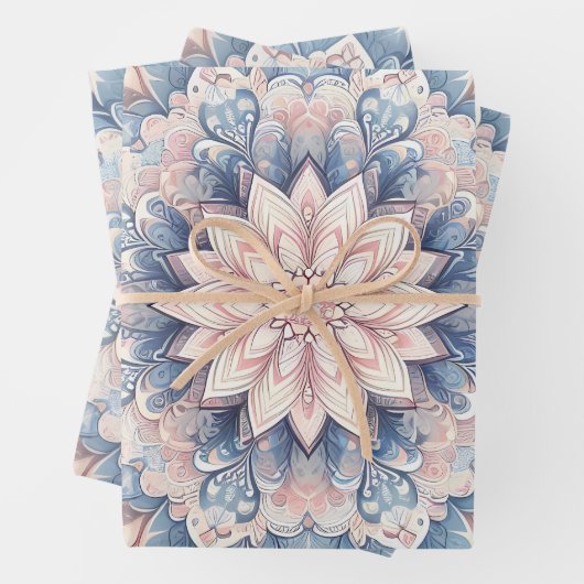 Pastel Mandala Floral Gift Wrap – Boho Botanical S Geschenkpapier Set (Beispiel)