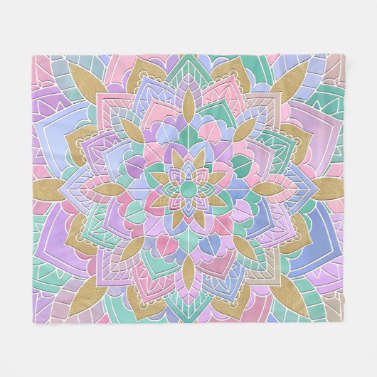 Pastel Mandala II Fleecedecke (Vorderseite (Horizontal))