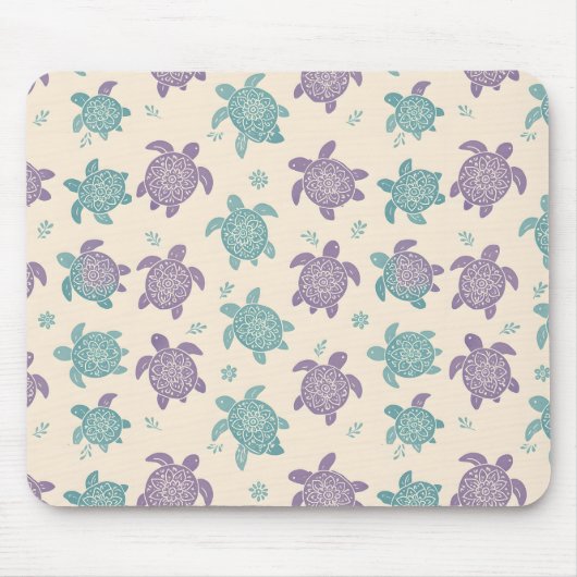 Pastel Mandala Turtle Pattern Mousepad (Vorne)