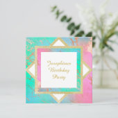 PASTEL MARBLE GOLD GEBURTSTAG LAYERED CUSTOM EINLADUNG (Stehend Vorderseite)