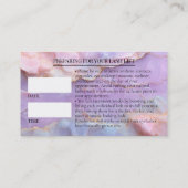 Pastel Marble Lash Before care Appointment Card Terminkarte (Rückseite)