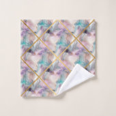 PASTEL MARBLE LILA GRID DESIGN BATH TOWEL SET (Waschlappen)