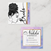 Pastel Marble Modern Hair Braiding Salon Square Bu Quadratische Visitenkarte (Vorne/Hinten)