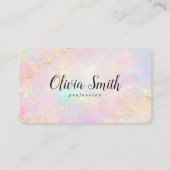 Pastel Marble Script Name and Gold Accents QR Code Visitenkarte (Vorderseite)