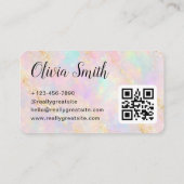 Pastel Marble Script Name and Gold Accents QR Code Visitenkarte (Rückseite)