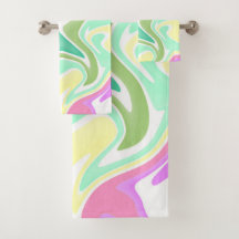 Pastel Marble Swirl Bathroom Towel Set