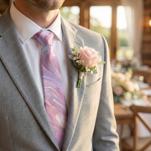 Pastel Marble Swirl - Pink Purple Blue Abstract Krawatte