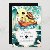 Pastel Marine Turtle Birthday Einladung (Vorne/Hinten)