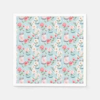 Pastel Mason Jar Floral Nahtloses Geschenk Wrap Serviette