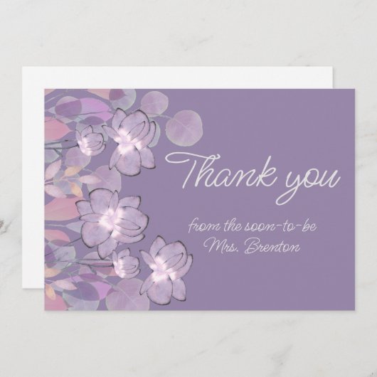 Pastel maul, lila rötlich dankeskarte (Vorne/Hinten)