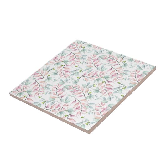 Pastel Mauve and Sage Dancing Blätter Keramik Tile Fliese (Seite)