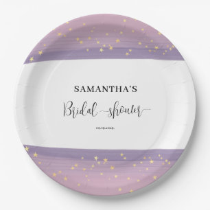 Pastel Mauve Celestial Brautparty Willkommen Pappteller