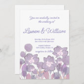 Pastel mauve lila Blütenhochzeit Einladung (Vorne/Hinten)