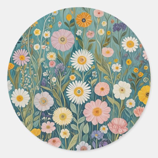 Pastel Meadow Bliss Runder Aufkleber (Vorderseite)