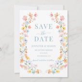 Pastel Meadow Blume Frühjahr Sommer Save the Date Einladung (Vorderseite)