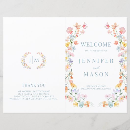 Pastel Meadow Floral Wedding Foldable Program (Vorderseite)