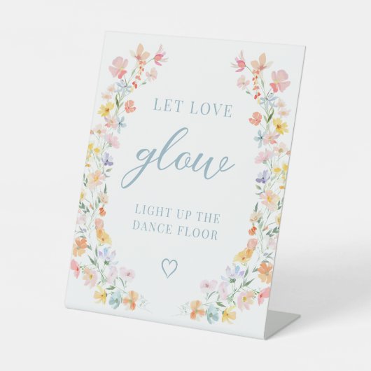 Pastel Meadow Floral Wedding Gelassen Liebe Glühsi Sockelschild (Vorderseite)