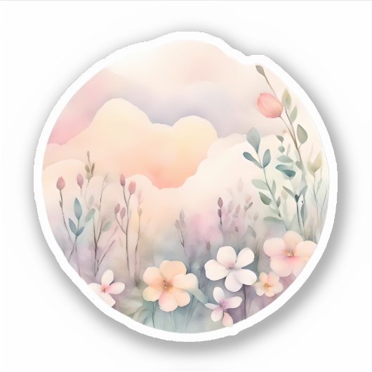 Pastel Meadow Serenity Aufkleber (Vorderseite)