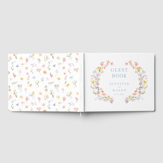Pastel Meadow Wildflower Gift Wedding Guest Book Gästebuch (Voll)
