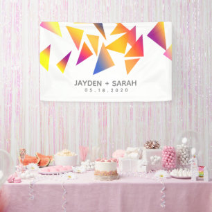 Pastel mehrfarbig Confetti White Wedding Banner