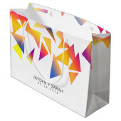 Pastel mehrfarbig Confetti White Wedding Große Geschenktüte (Rückseite Schrägansicht)