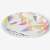 Pastel mehrfarbig Confetti White Wedding Pappteller (Schrägansicht)