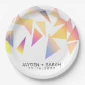 Pastel mehrfarbig Confetti White Wedding Pappteller (Vorderseite)