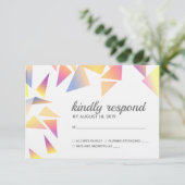 Pastel mehrfarbig Confetti White Wedding RSVP Karte (Stehend Vorderseite)