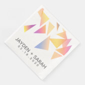 Pastel mehrfarbig Confetti White Wedding Serviette (Ecke)